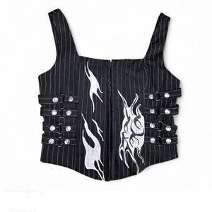 Black and White Top corset graphic grunge brand new